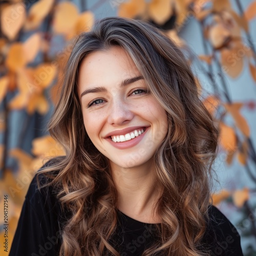 Young Woman Smiles While Sitting Indoors During Daylight Near Large Window