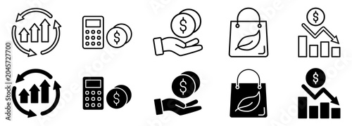 Foto Inflation icon set, consumption, and depreciation Vector Illustration