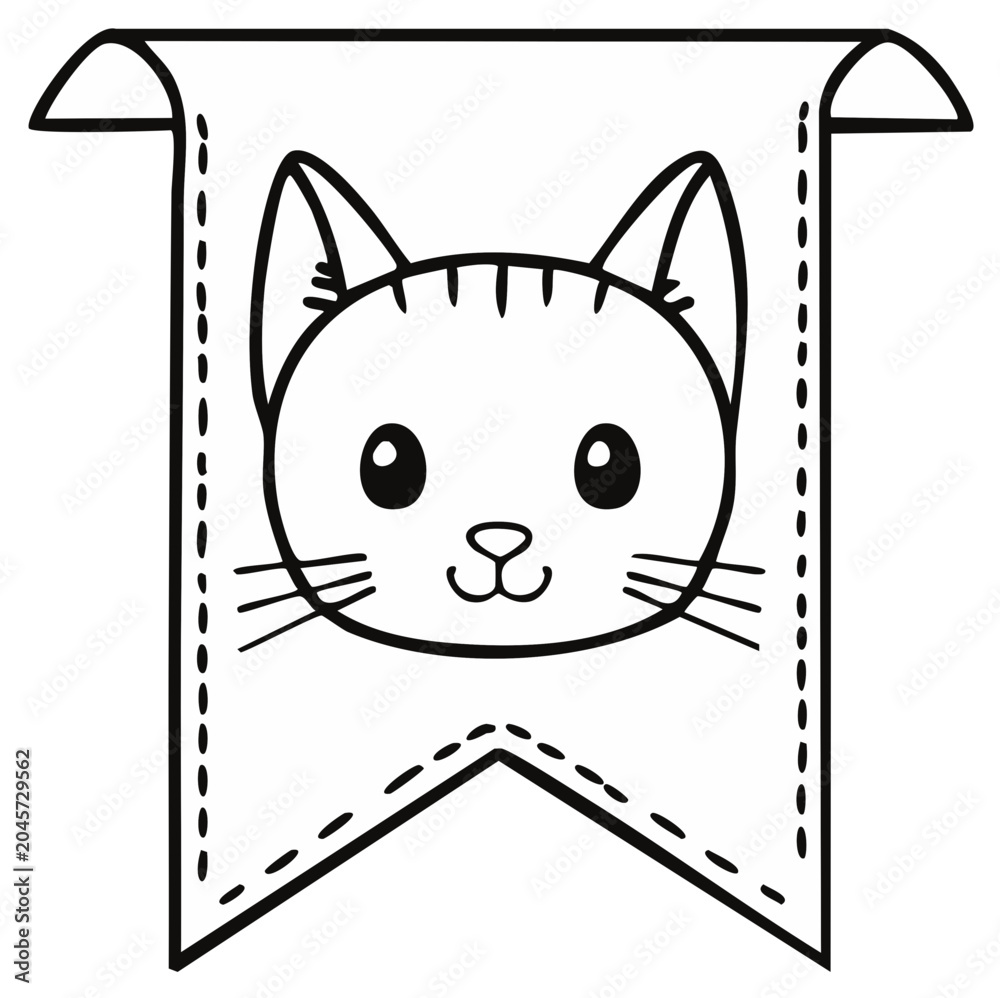 Fototapeta premium Cartoon cat face on banner vector illustration