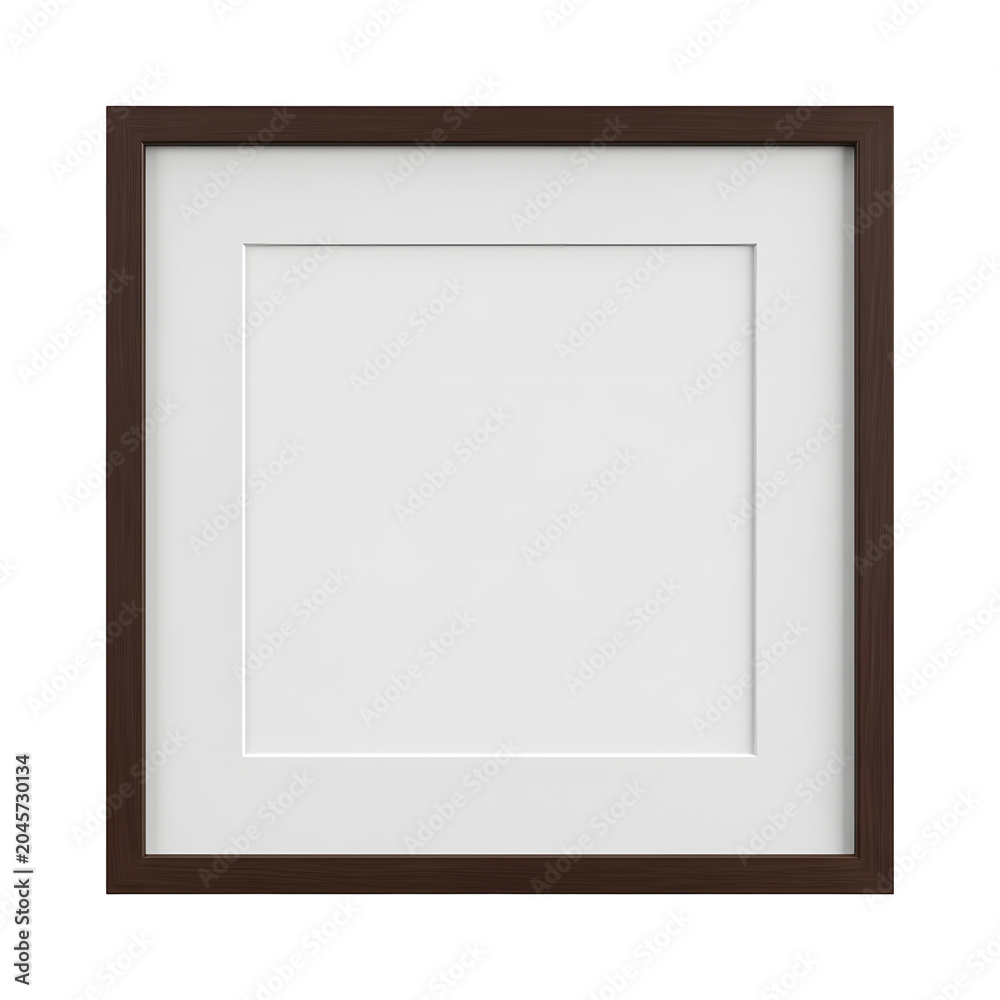 Fototapeta premium Square Dark Wood Picture Frame with White Mat