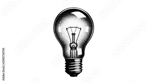 Tableau sur toile Classic incandescent light bulb with visible filament, isolated on transparent b