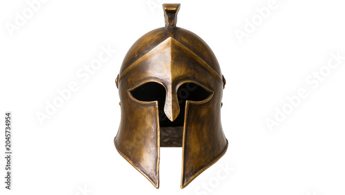 Obraz na plátně Ancient bronze Corinthian helmet with crest, isolated on transparent background