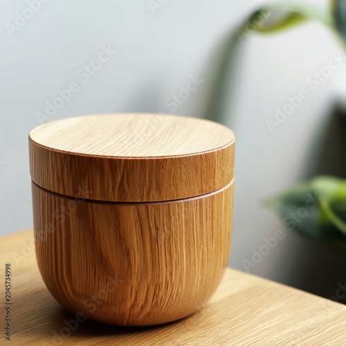 Wooden Table With Bowl on Top in a Simple Room Setting