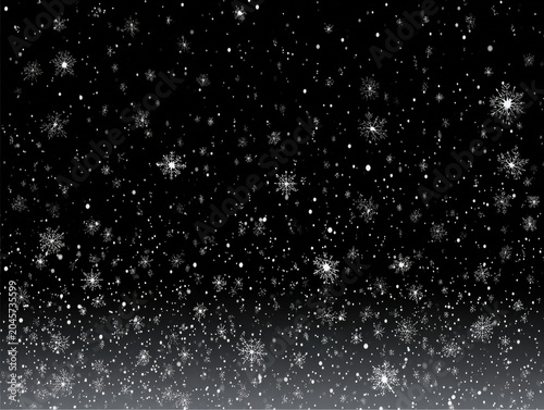 Starry Night Sky with Snowflakes