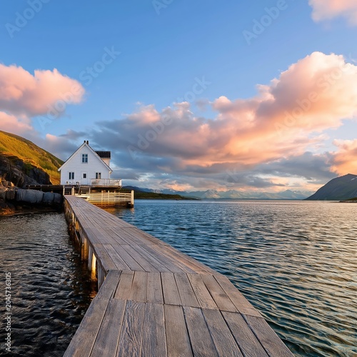 Calm Waters and a Wooden Dock Lead to a Rustic Hut in a Coastal Setting by th...