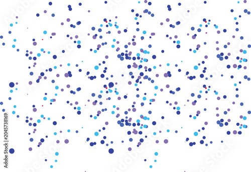 Abstract background with scattered blue and purple circles and confetti