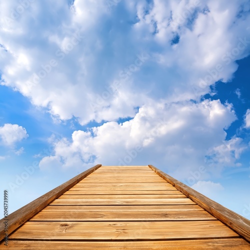 Sky View With Clouds Above Wooden Surface During Bright Day