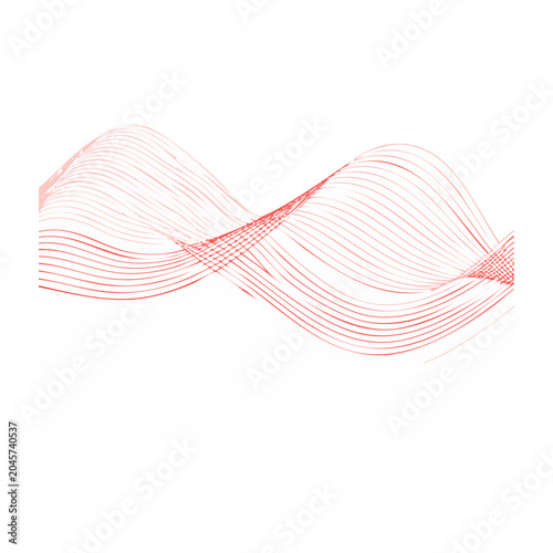 Abstract red wave pattern on white background