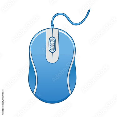 Blue Computer Mouse with Scroll Wheel
