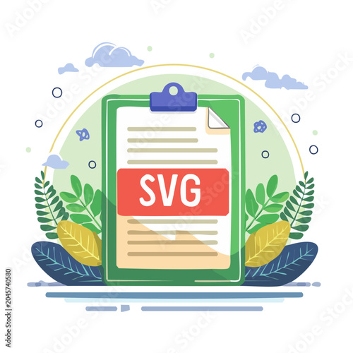 Clipboard with SVG text and nature elements