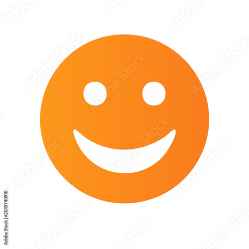 Orange smiley face icon with white eyes and mouth
