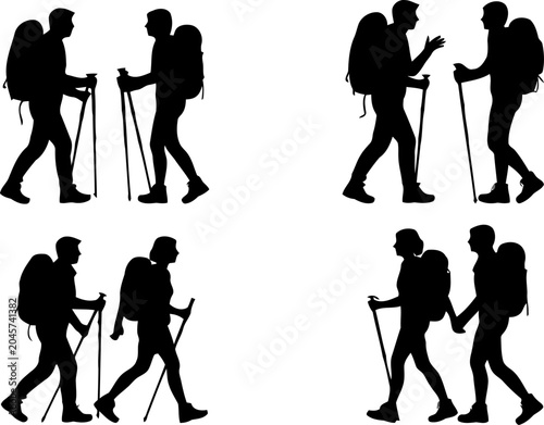 Quadro em tela Image is a black and white silhouette illustration featuring four distinct group