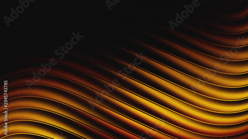 Abstract Golden Orange Wavy Lines Background with Grainy Texture