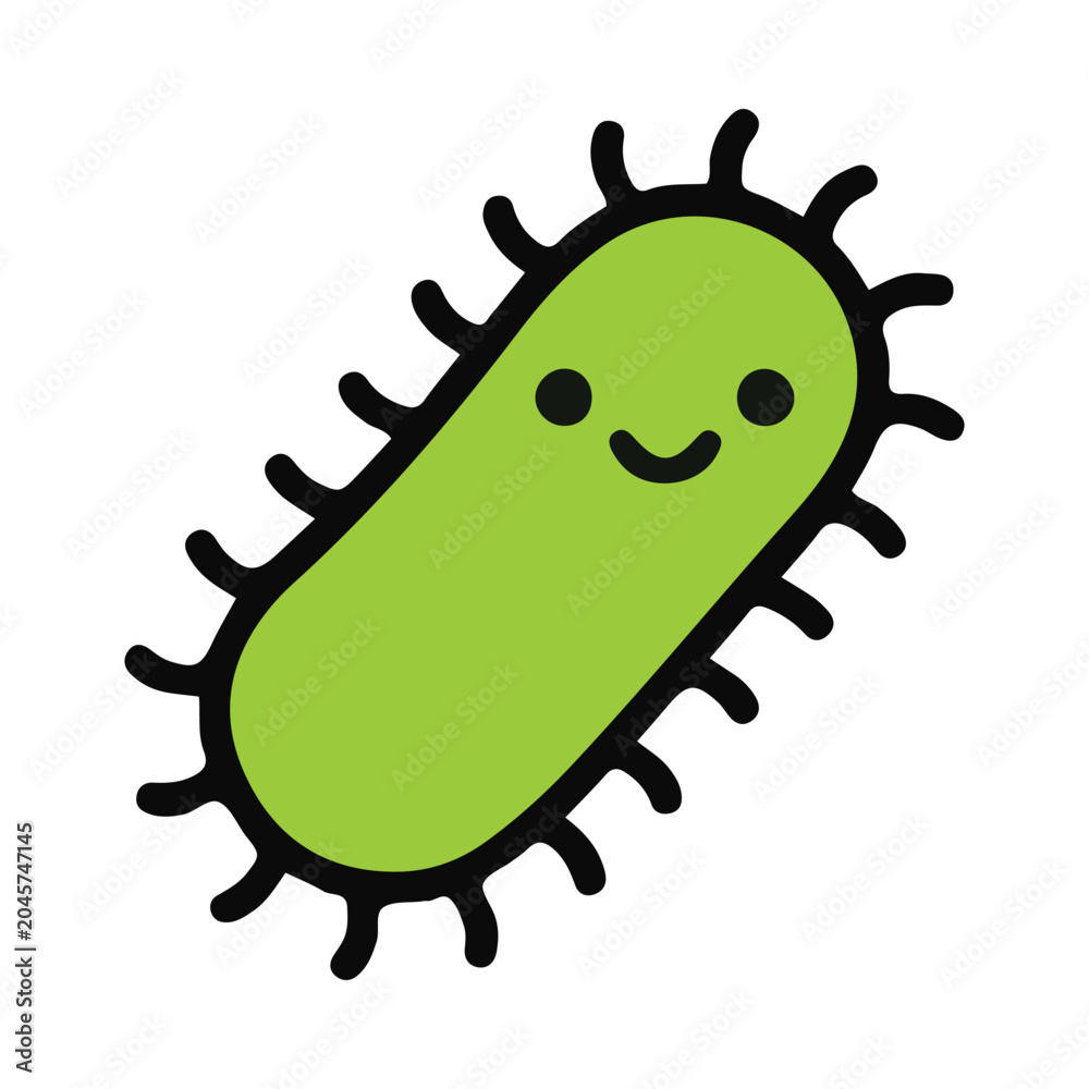 Fototapeta premium Bacterium Character a Happy Green Microbe Illustration
