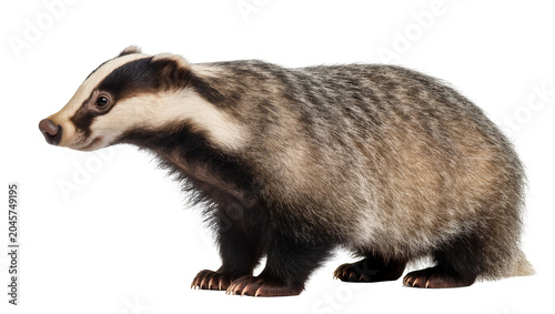 Photos European Badger with distinctive black and white striped face