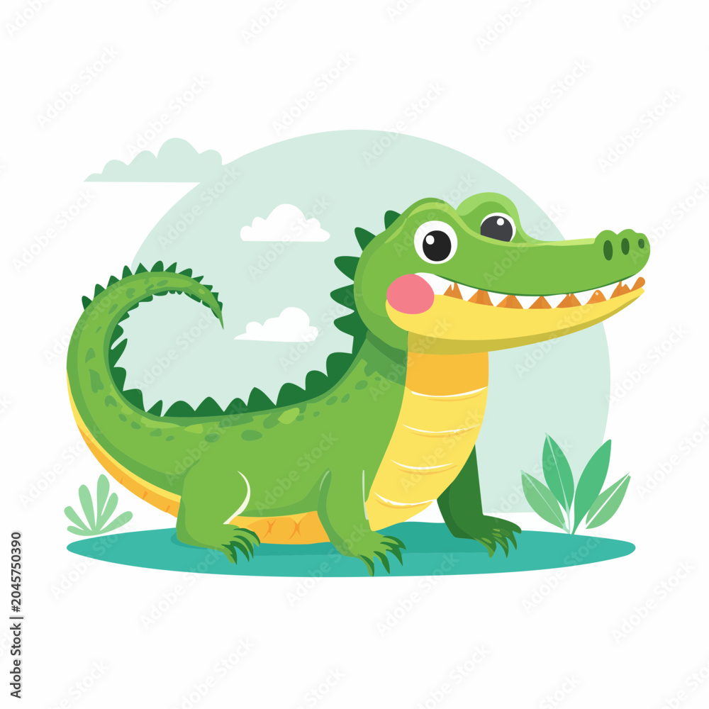 Naklejka premium Cute Cartoon Alligator Illustration