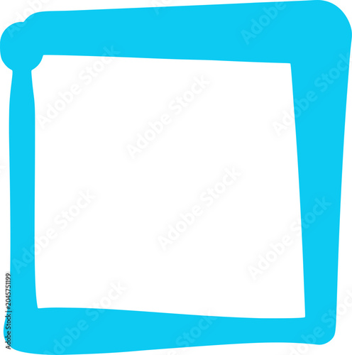 light blue drawn square isolated on transparent background
