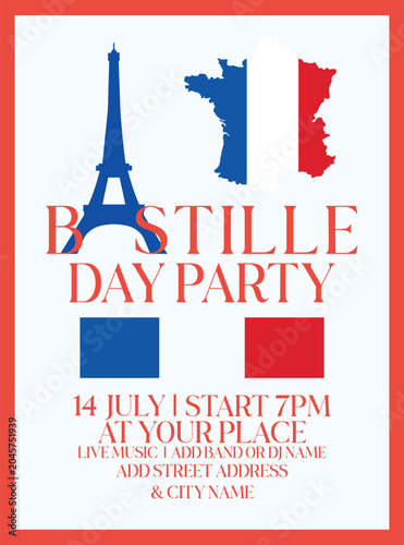 Photography Bastille day  party  poster flyer  or  social media post design