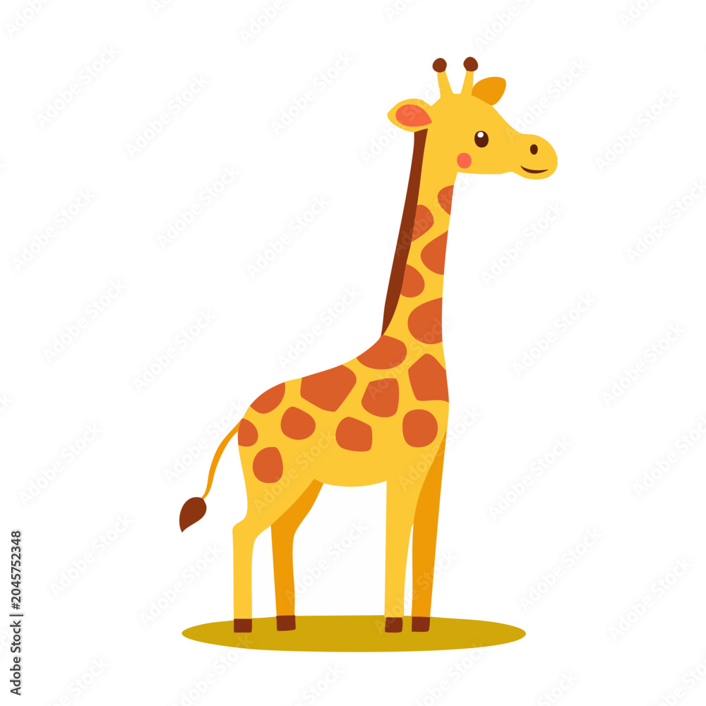 Obraz premium Cute cartoon giraffe illustration in flat design style