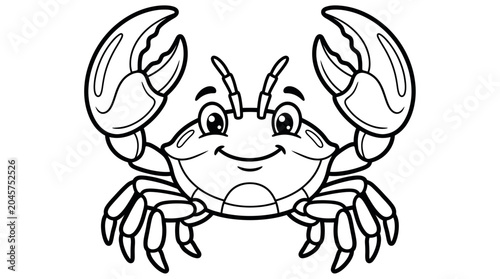 Photography Cute Crab Outline Cartoon Vector Illustration