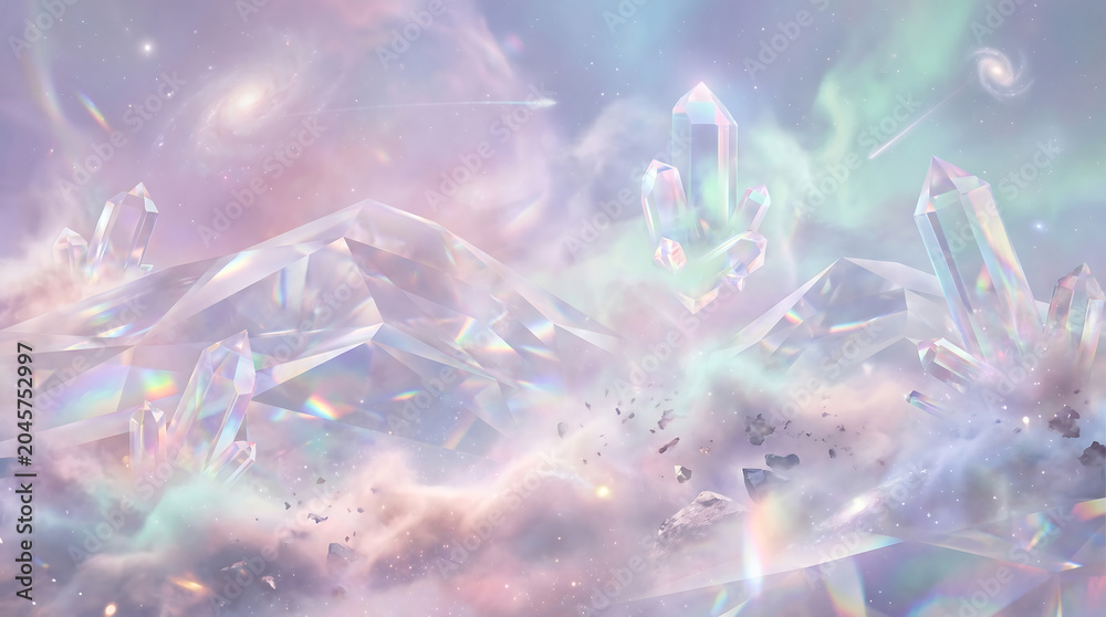 Fototapeta premium A vibrant and serene crystal formation in a dreamy, ethereal environment