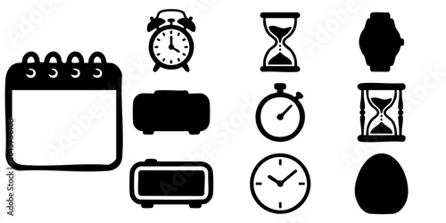 Foto A collection of various time related icons including clocks and calendars