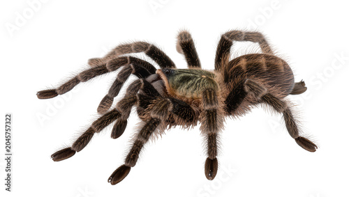 Tableau sur toile Hairy brown tarantula spider with green markings on cephalothorax