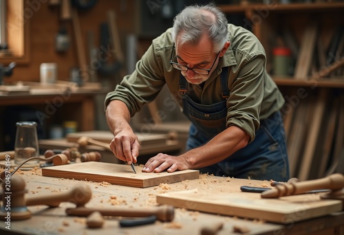 Craftsman Carving Unique Wood Creation Workshop Handmade Precision Custom Furniture