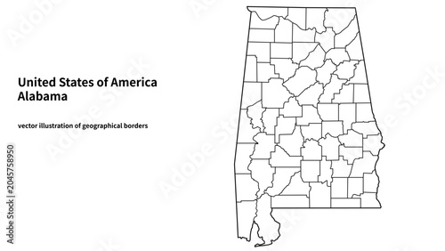 Фотография Alabama state administrative county map vector graphic with boundaries layout