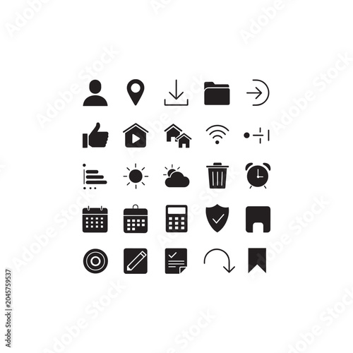 Photography business and finance icons set
