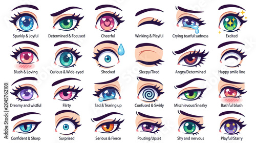 Anime Eyes Expressions Collection: Diverse Emotions, Manga Style