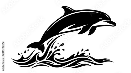 Картината върху платно Jumping Dolphin Silhouette with Water Splash