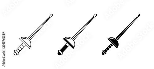 Tableau sur toile Fencing Swords Vector Icons: Rapier, Saber, Foil Designs for Sport and History