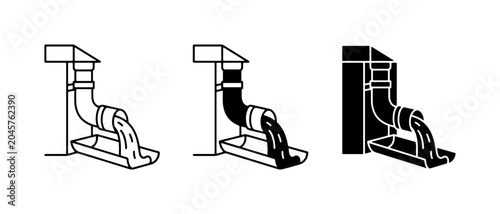 Картината върху платно Drainpipe Water Flow Icons, Plumbing System Drainage, Exterior Building Water Ma
