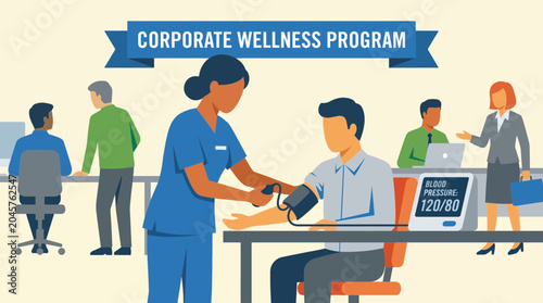 Bilde på lerret Corporate Wellness Program Health Screening Blood Pressure Check
