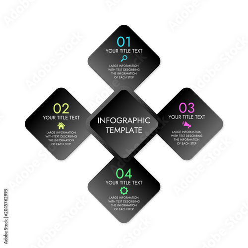 Foto Black Diamond Infographic Template 4 Options with Colored Elements