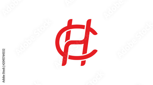Φωτογραφία Red CH Monogram Logo, Abstract Letter Combination, Minimalist Design