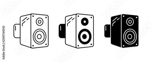 Cuadro en lienzo Audio Speaker Icons, Sound System Vector Graphics, Music Equipment Set