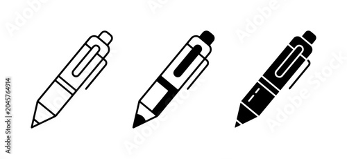Quadro su tela Ballpoint Pen Icons, Writing Tools Set, Stationery Symbols, Office Supplies Vect