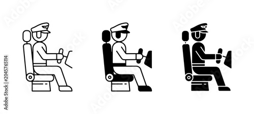 Foto Pilot in cockpit, aviation icon set, flight control, transport symbol, airline c