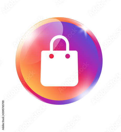 Εκτύπωση καμβά Colorful shopping bag social media icon gradient circle badge