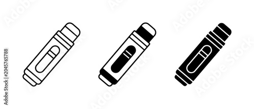 Fotografía 3 Vape Pen Icons: Outline, Filled, Solid Black Vector Graphics for E-cigarette D
