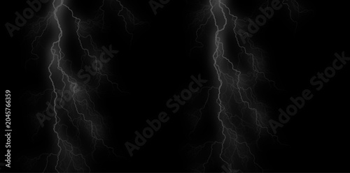 Lightning storm background with electric flashes, dark night sky