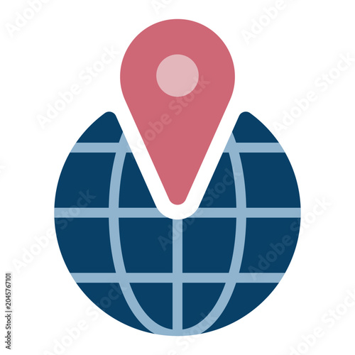 旅行や地図で使える地球とピンのアイコン