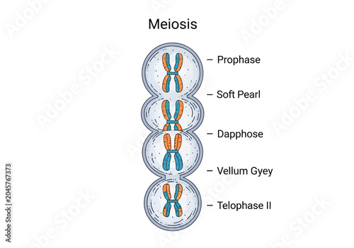 Tableau sur toile Scientific Diagram of Meiosis Cell Division Stages Illustration for Biology Educ
