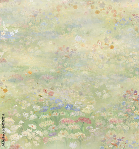 Vintage Sketch and Watercolor Floral Seamless Pattern Collection in Muted Natural Hues
