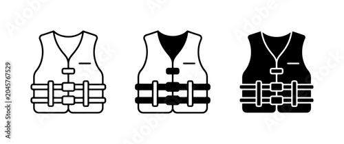 Foto Life Vest Icons: Safety Gear, Buoyancy Aid, Water Sports, Boating, Swimming, Thr