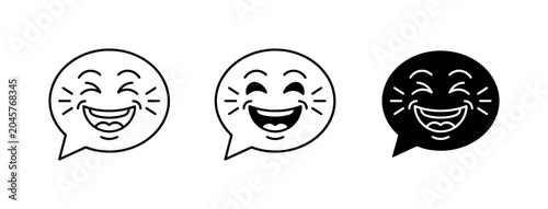Valokuva Laughing Emoji Speech Bubble Icons, Joyful Expression, Humor, Comedy, Chat Symbo