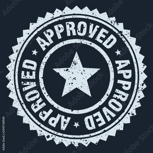 Foto approved white grunge round stamp. approved stamp