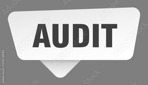 Foto audit sign. audit white sticker isolated on gray background